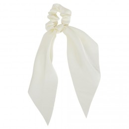 Chouchou ruban long blanc crème Ø7xL25cm