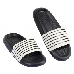 Sandales claquettes plastique noir rayé blanc 38/39