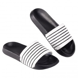 Sandales claquettes plastique noir rayé blanc 40/41