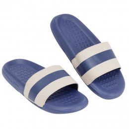 Sandales claquettes plastique bleu avec bandes blanches 42/43