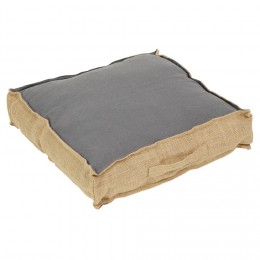 Coussin de sol carré gris et marron 100% coton 45x45xép10cm