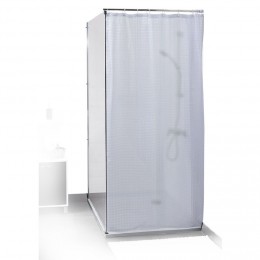 Rideau de douche motif carré blanc opaque 180xH200cm