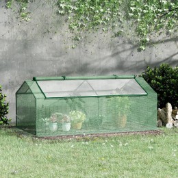 Mini serre de jardin serre à tomates 1,8L x 0,9l x 0,7H m métal thermolaqué PE haute densité fenêtre moustiquaire intégrées vert