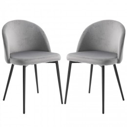 Chaises de visiteur design scandinave - lot de 2 chaises - pieds effilés métal noir - assise dossier ergonomique velours