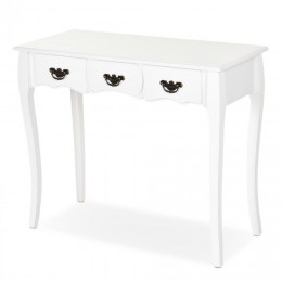 Console style table de drapier néo-rétro 3 tiroirs dim. 90L x 40l x 75H cm MDF bois massif pin blanc