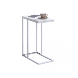 Table d'appoint rectangulaire DEBORA en métal blanc et décor blanc mat
