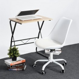 Chaise de bureau blanc assise semi-cuir avec roulettes