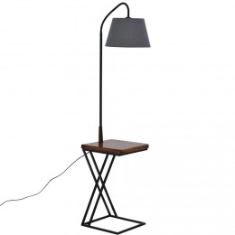 Table de nuit lampadaire table d'appoint lampadaire design contemporain chargeur sans fil & prise USB intégrés noir marron