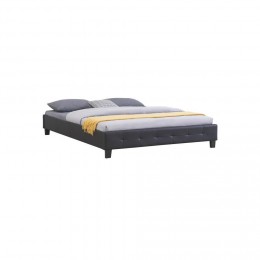 Lit double futon GOMERA 160 x 200 cm avec sommier revêtement synthétique noir