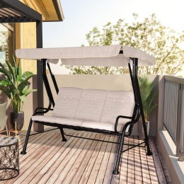 Balancelle de jardin 3 places grand confort toit inclinaison réglable épais coussins amovibles polyester acier époxy beige