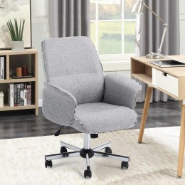 Chaise de bureau en tissu blanc gris avec accoudoir