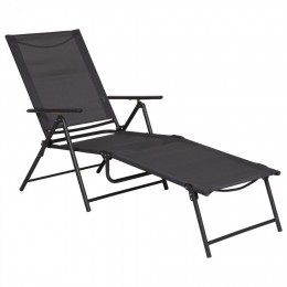 Bain de soleil pliable transat inclinable 5 positions chaise longue grand confort avec accoudoirs dim. 152L x 65l x 100H cm métal époxy textilène
