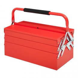 Boite à outils métallique - coffret à outils - caisse à outils 3 niveaux 5 plateaux rétractables - tôle acier rouge