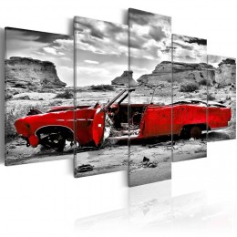 Tableau 5 panneaux voiture rouge désert USA