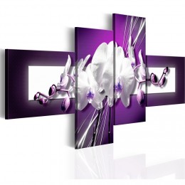 Tableau 4 panneaux orchidée violet