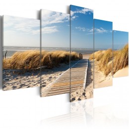 Tableau 5 panneaux plage dune zen