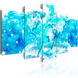 Tableau 5 panneaux abstrait nuage bleu
