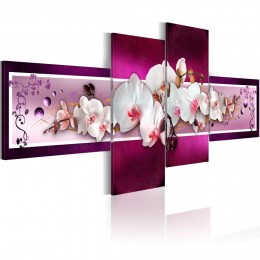 Tableau 4 panneaux orchidée rose