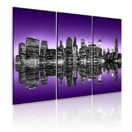 Tableau triptyque New York miroir violet