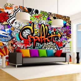 Papier peint déco graffiti multicolore