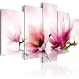 Tableau  5 panneaux magnolias roses