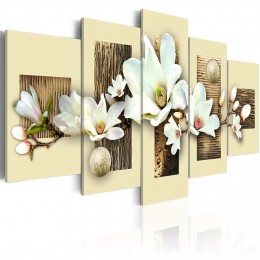Tableau 5 panneaux Texture et magnolias