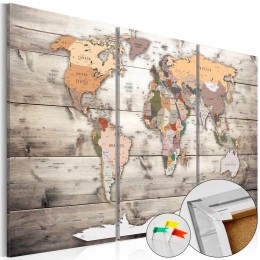 Tableau en liège Carte du monde l’histoire du voyage
