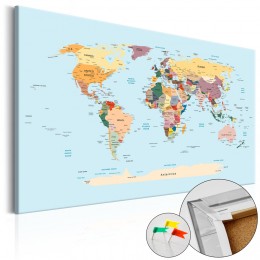 Tableau en liège Carte du monde voyage avec moi