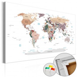 Tableau en liège Carte du monde colorée