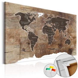 Tableau en liège Carte du monde mosaïque effet bois