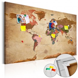 Tableau en liège Carte du monde brun élégant