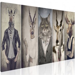 Tableau imprimé 5 panneaux Masques d’animaux I