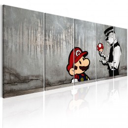 Tableau imprimé 5 panneaux Mario Bros sur béton