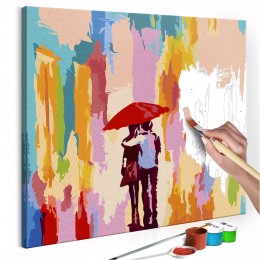 Tableau à peindre par soi-même Couple sous un parapluie