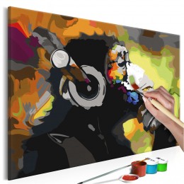 Tableau à peindre par soi-même Singe coloré avec écouteurs