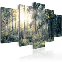 Tableau 5 panneaux forêt soleil perçant Fairytale Landscape