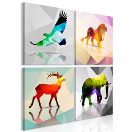 Tableau 4 panneaux carré animaux savane Colourful Animals