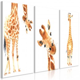 Tableau 3 panneaux girafe Funny Giraffes