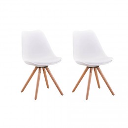 Chaise design scandinave simili pieds bois x2