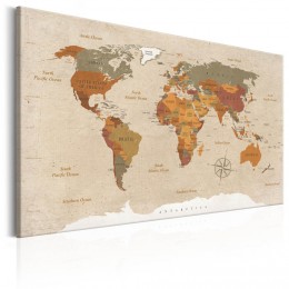 Tableau imprimé Carte du monde vintage taupe marron