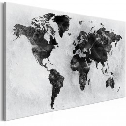 Tableau imprimé Carte du monde noir gris
