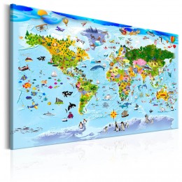 Tableau imprimé Carte du monde enfant dessins multicolores