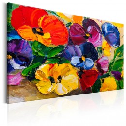 Tableau imprimé fleurs pensées géantes multicolores