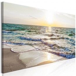 Tableau imprimé mer douces vagues et coucher de soleil