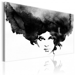 Tableau imprimé portrait de femme aquarelle noir et blanc
