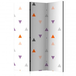 Paravent imprimé triangles colorés sur fond blanc 3 volets