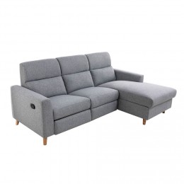 Canapé de relaxation scandinave à angle droit 4 places tissu gris