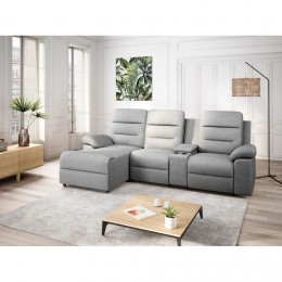 Canapé relax angle gauche accoudoir modulable 3 places gris clair