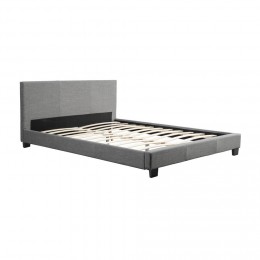 Cadre de lit avec tête de lit en tissu gris foncé 140x190