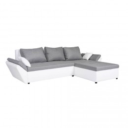 Canapé d’angle réversible convertible blanc et gris